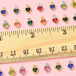 24 шт. 12-цветная подвеска в форме сердца с покрытием из латуни и стекла&nbsp;KK-FS0001-39