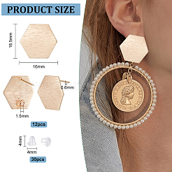 12 шт. латунные серьги-гвоздики&nbsp;KK-BC0010-91