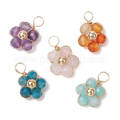 Подвески из натурального зеленого авантюрина/розового кварца/амазонита и медной проволоки&nbsp;PALLOY-JF03606