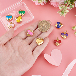 9 шт. эмалевые подвески в форме сердца из нержавеющей стали 304&nbsp;PALLOY-PH01919