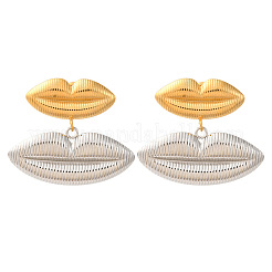 Двухцветные серьги-гвоздики из нержавеющей стали 304 с подвесками&nbsp;EJEW-Z109-02GP