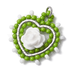 Сердце из стеклянных бусин с подвесками в виде роз&nbsp;PALLOY-MZ01030-01