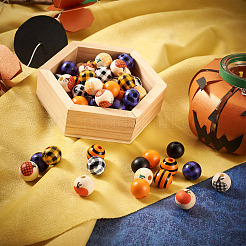 100 шт. 10 стиля бусины из натурального дерева на тему Хэллоуина&nbsp;WOOD-CD0001-21