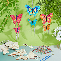 Наборы для самостоятельного изготовления деревянных колокольчиков-бабочки&nbsp;DIY-FH0010-13