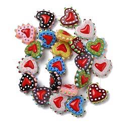 Запекаемые стеклянные бусины с рисунком в виде сердца&nbsp;LAMP-V001-07