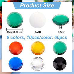 30 шт. 6-цветные акриловые стразы-кабошоны с плоской основой&nbsp;OACR-OC0001-16B