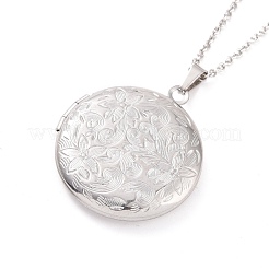 Не тускнеющие ожерелья с подвесками-медальонами из нержавеющей стали 304&nbsp;NJEW-F239-02P