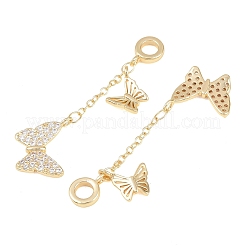 Подвески-шармы в виде бабочки из латуни с микропаве и прозрачными кубическими циркониями.&nbsp;KK-H257-04G
