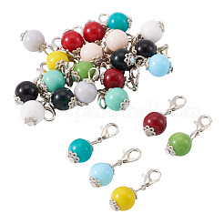 24 шт. 12-х цветный круглый стеклянный подвесной декор&nbsp;HJEW-TAC0100