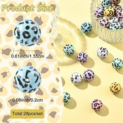 28 шт. двухцветные непрозрачные акриловые бусины с принтом&nbsp;OACR-FS0002-46