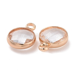 Золотой латуни стеклянные тон плоские круглые подвески&nbsp;GLAA-M003-A-21G