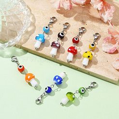 Подвески лэмпворк с грибами и сглазом ручной работы&nbsp;HJEW-TA00104