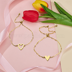 2 шт. 2 стиля браслеты-слайдеры из нержавеющей стали с цепочкой для женщин&nbsp;BJEW-GO0002-22