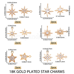 12 шт. 6 стильных долговечных подвески из латуни с микропаве из прозрачных кубических цирконий&nbsp;KK-BBC0001-62