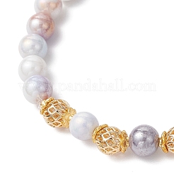 Гальванизированные градиентные цветные стеклянные растягивающиеся браслеты&nbsp;BJEW-JB11963