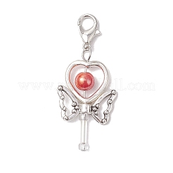 8 шт. подвеска в форме волшебной палочки в форме сердца из акрила и сплава&nbsp;HJEW-JM03228