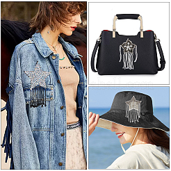 4шт 4 звезды со стеклянными бусинами и кисточками аппликации&nbsp;DIY-BC0006-54