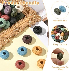 40 шт. 10-х цветные европейские бусины из натуральной лавы&nbsp;G-YW0003-01