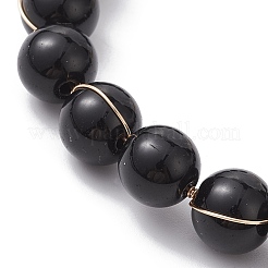 Браслет из стеклянных бусин круглой формы с застежками из сплава&nbsp;BJEW-JB10125