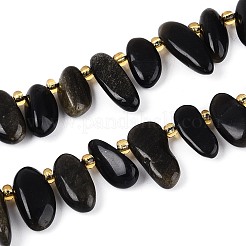 Естественный золотистый отлив обсидиан бисер пряди&nbsp;G-Z091-A39