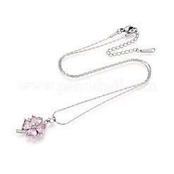 Латунный кулон с кубическим цирконием в форме клевера&nbsp;NJEW-T018-03P