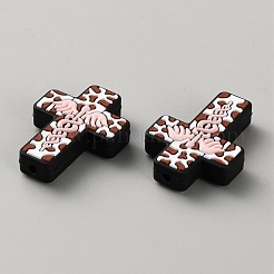 Силиконовые бусины крест на хеллоуин&nbsp;SIL-WH0025-01D