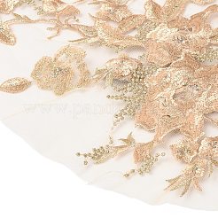 Полиэстер с вышивкой из поролоновых бусин&nbsp;PATC-WH0008-170A