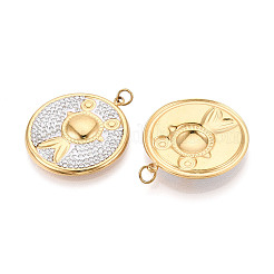 Подвески из нержавеющей стали 304 и полимерной глины с кристаллами и стразами&nbsp;STAS-T069-60A