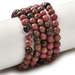 Природные родонит бисер нитей&nbsp;G-G717-4mm