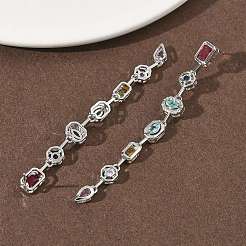 Серьги-гвоздики с подвесками из кубического циркония с прямоугольной каплевидной формой и микропаве из латуни&nbsp;EJEW-G452-10P