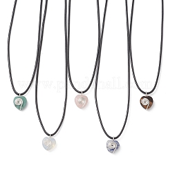 Ожерелье из черного шнура из искусственной кожи с подвеской в виде граненого сердца&nbsp;NJEW-JN05837