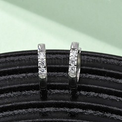 Серьги-кольца из нержавеющей стали 304 с прозрачным кубическим цирконием&nbsp;EJEW-D331-18B-P