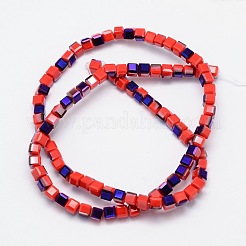 Граненый куб половина радуги гальваническим гальваническим стеклянные бусины пряди&nbsp;EGLA-E041-5mm-M2