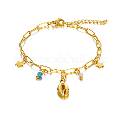 Простые браслеты из нержавеющей стали в форме звезд и ракушек&nbsp;NX6412-2