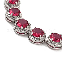 Браслеты-цепочки с плоскими круглыми стеклянными звеньями&nbsp;BJEW-H604-02P-06