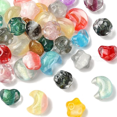 12 шт. 4 вида прозрачных смоляных бусин&nbsp;RESI-YW0005-79-1