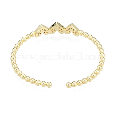 Браслет-кафф с тройным сердцем из кубического циркония BJEW-G651-09G-04-1