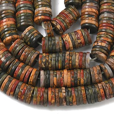 Натуральная полихромная яшма/камень Пикассо/нити бус из яшмы Пикассо&nbsp;G-G329-B03-8x1mm-1