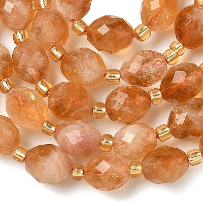 Нити из нагретых натуральных цитриновых бусин&nbsp;G-F809-A45-01-1