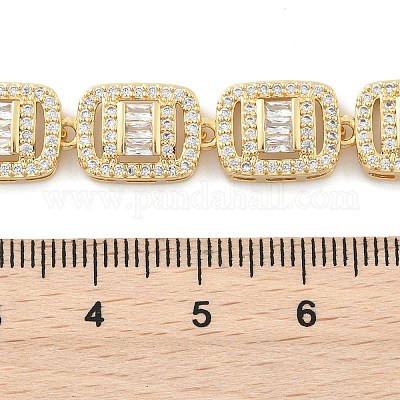 Латунные прямоугольные цепочки с микропаве из кубического циркония для женщин NJEW-C081-01G-1