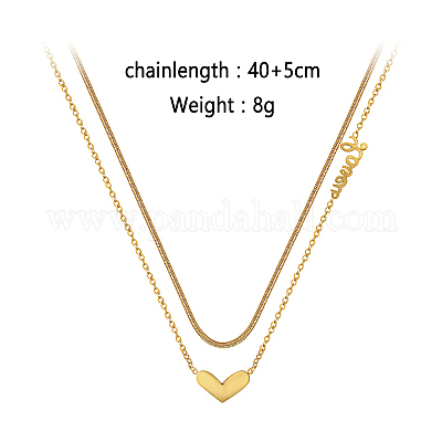 Двухслойные ожерелья-цепочки с подвеской в форме сердца из нержавеющей стали 304 для ежедневного ношения DN9928-1