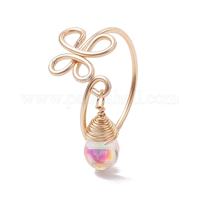 Кольца-манжеты с полыми бабочками из латунной проволоки RJEW-JR00654-1