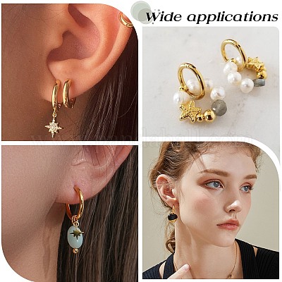 12 пара серег-колец Huggie Hoop из нержавеющей стали 202 со штифтами из хирургической нержавеющей стали 316 EJEW-SC0001-40G-1