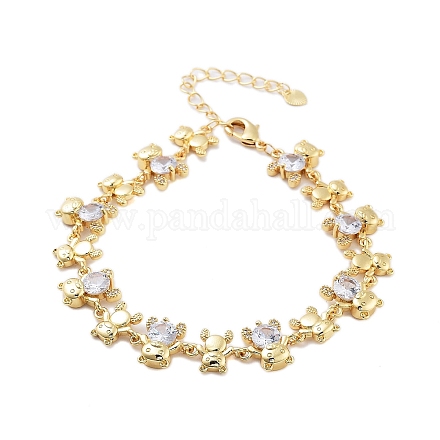 Браслеты-цепочки из латуни с покрытием из латуни и кубического циркония для женщин BJEW-B109-02G-01-1