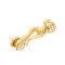 Brass Hook and S-Hook Clasps, Flower, Real 14K Gold Plated, 22mm, Clasp: 16x8x5.5mm, hole:2mm, Flower: 9x6.5x5.5mm, hole: 2mm