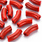 Opaque Crackle Acrylic Beads, Curved Tube, FireBrick, 36x13.5x11.5mm, Hole: 4mm