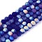 Transparent Glass Beads Strands, Faceted, Frosted, Half AB Color Plated, Rondelle, Dark Blue, 3.5~3.8x3mm, Hole: 0.4mm, about 105~110pcs/strand, 29~31cm