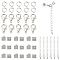 50 Pieces DIY Ribbon Ends Making Kits, Including Iron Ribbon Crimp Ends & Unsoldered Jump Rings, Zinc Alloy Lobster Claw Clasps, Brass Chain Extenders, Platinum, 6x7mm