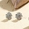 Flower Brass Stud Earrings for Women, Platinum, 18x18mm