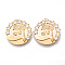 Brass Micro Pave Clear Cubic Zirconia Pendants, Nickel Free, Flat Round with Tree, Real 18K Gold Plated, 24x23x2.5mm, Hole: 1.2mm